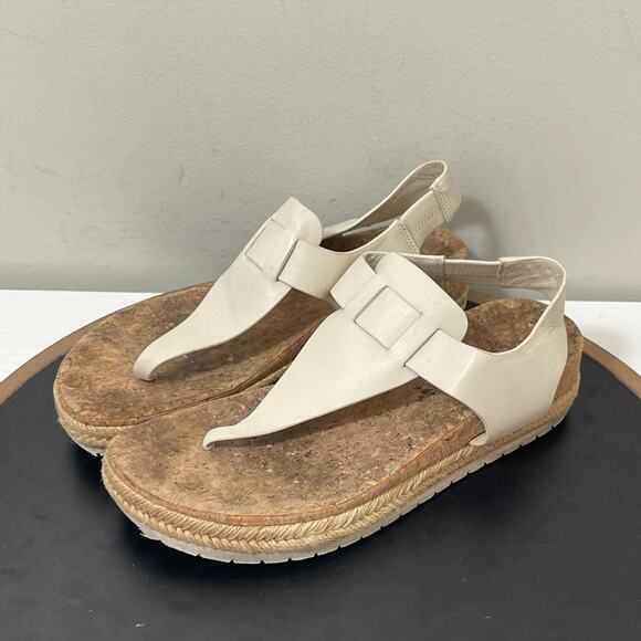 Vince Kirraβ Sandals Women 7M TanLeather Cork Footbed Slingback Platform - Picture 4 of 12